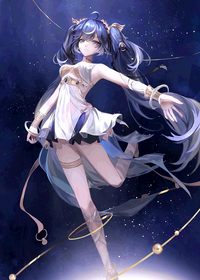 Anime Girl in Starry Night
