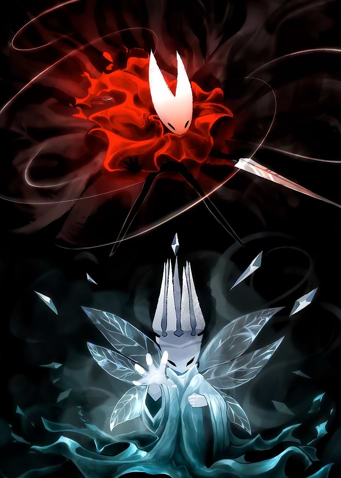 Hornet and Pale King from Hollow Knight