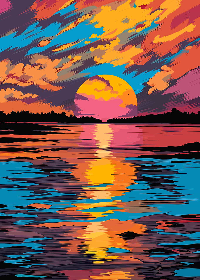 Colorful Sunset Reflection on Water