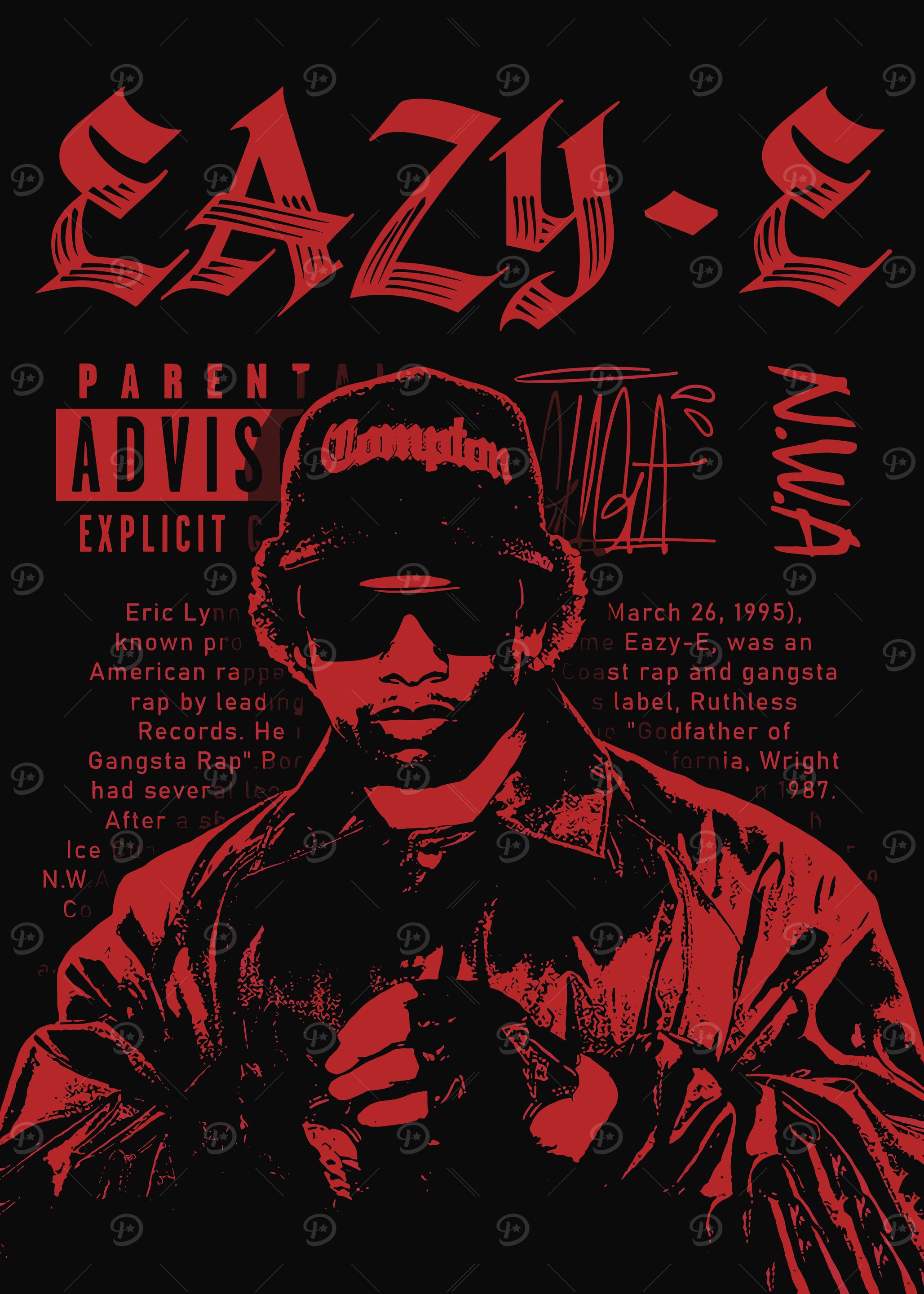 Eazy-E Red and Black Portrait