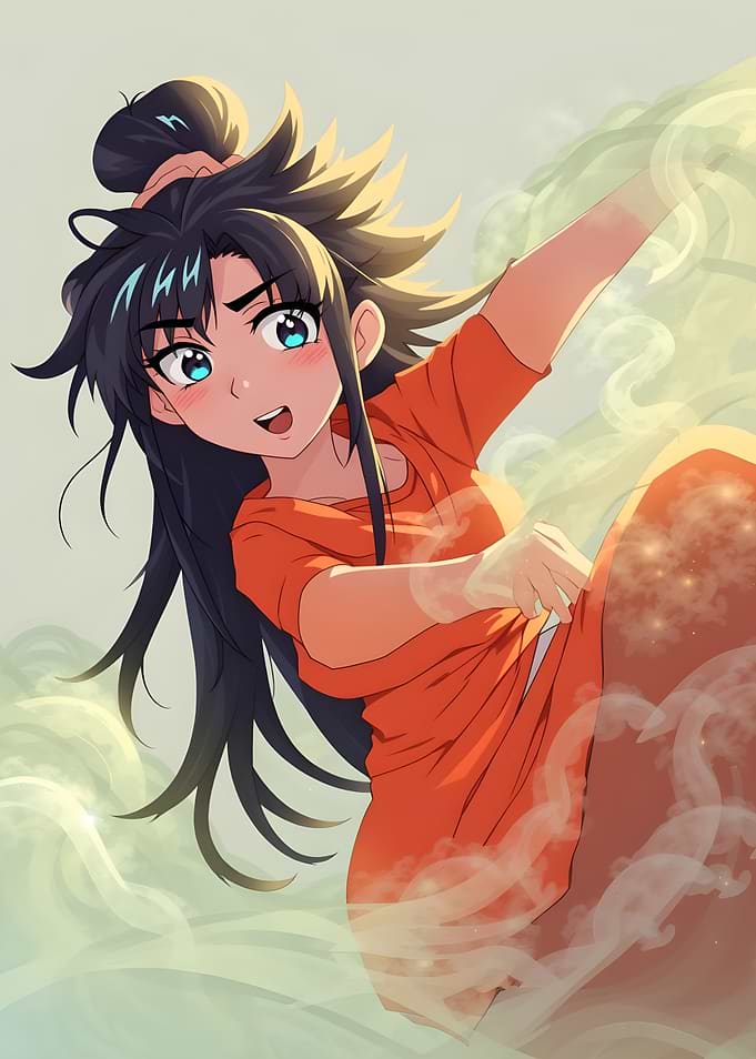 Anime Girl in Orange Dress