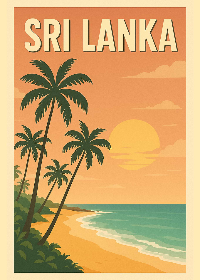 Sri Lanka beach travel poster
