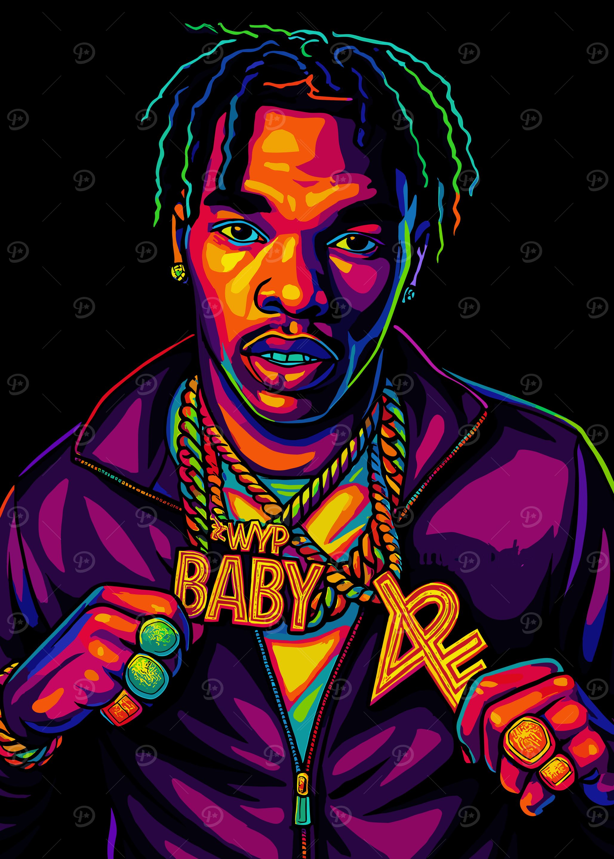 Lil Baby Colorful Portrait