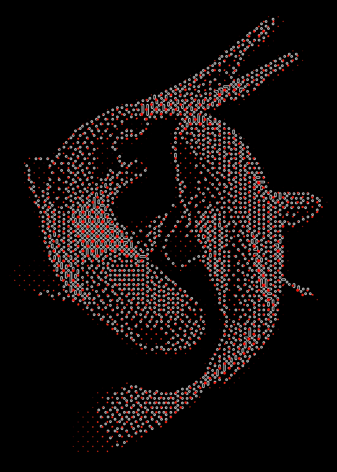 Abstract Fish Duo in Red and White