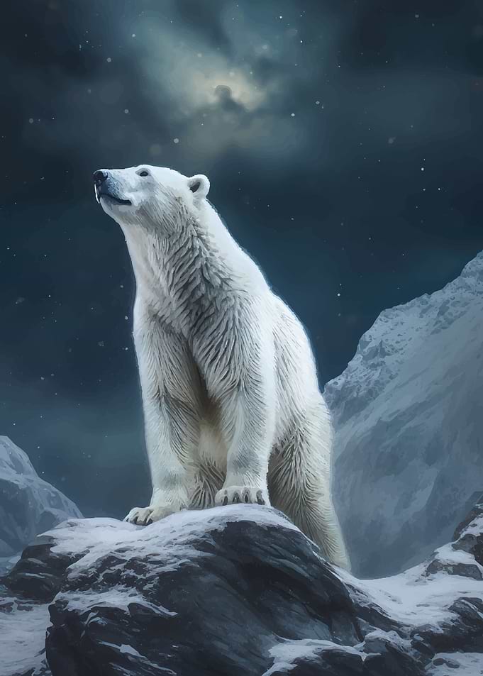Majestic Polar Bear in Snowy Landscape