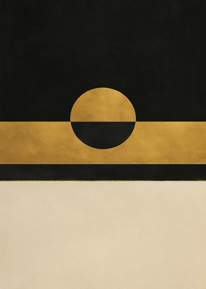 Abstract Black, Gold, and Beige Art