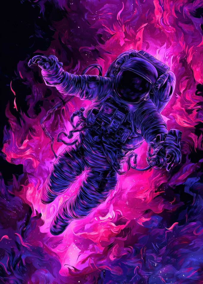 Astronaut in Cosmic Flames