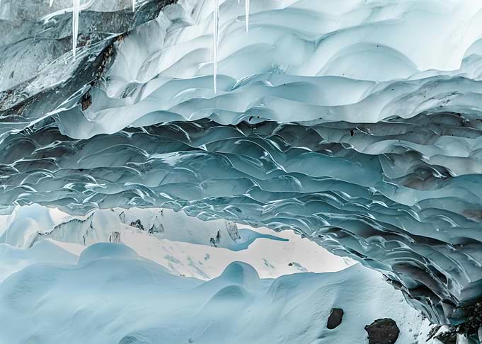 Ice Cave Interior with Icicles