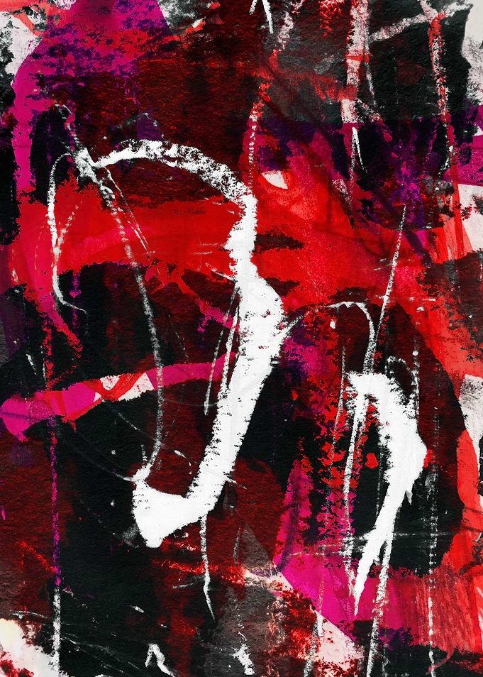 Abstract Red, Black, and White Painting