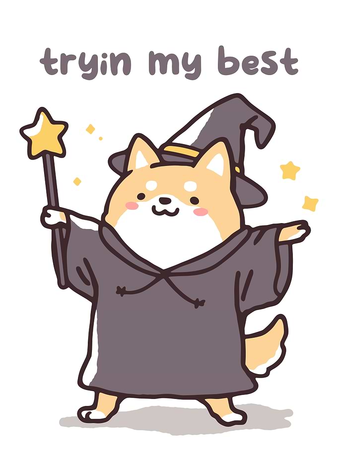 Cute Shiba Inu Wizard Cartoon