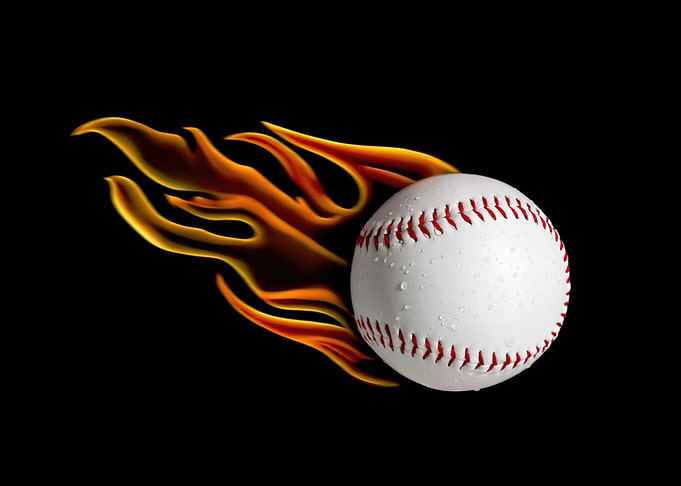 Flaming Baseball on Black Background