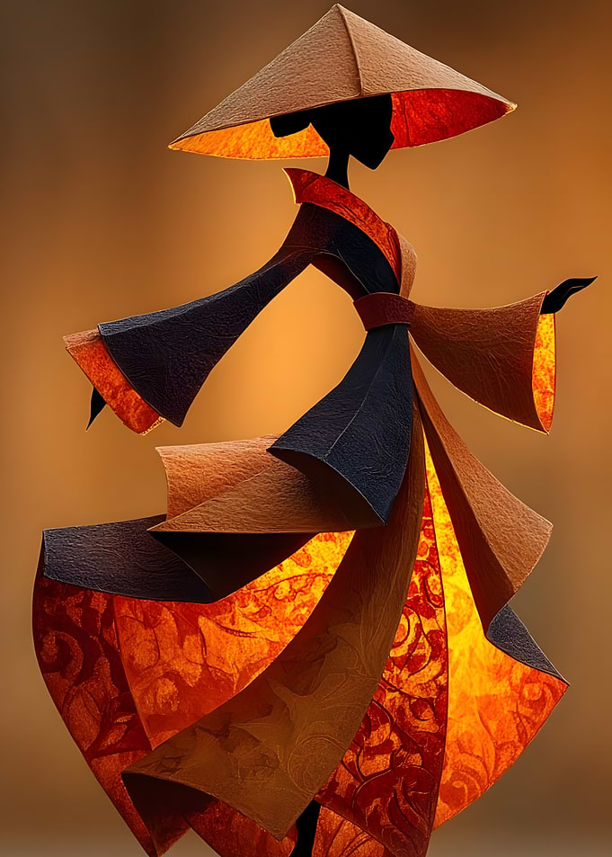 Abstract Asian Woman Silhouette Art