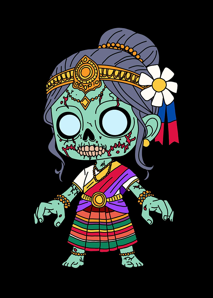 Zombie Cambodian Girl in Traditional Dress