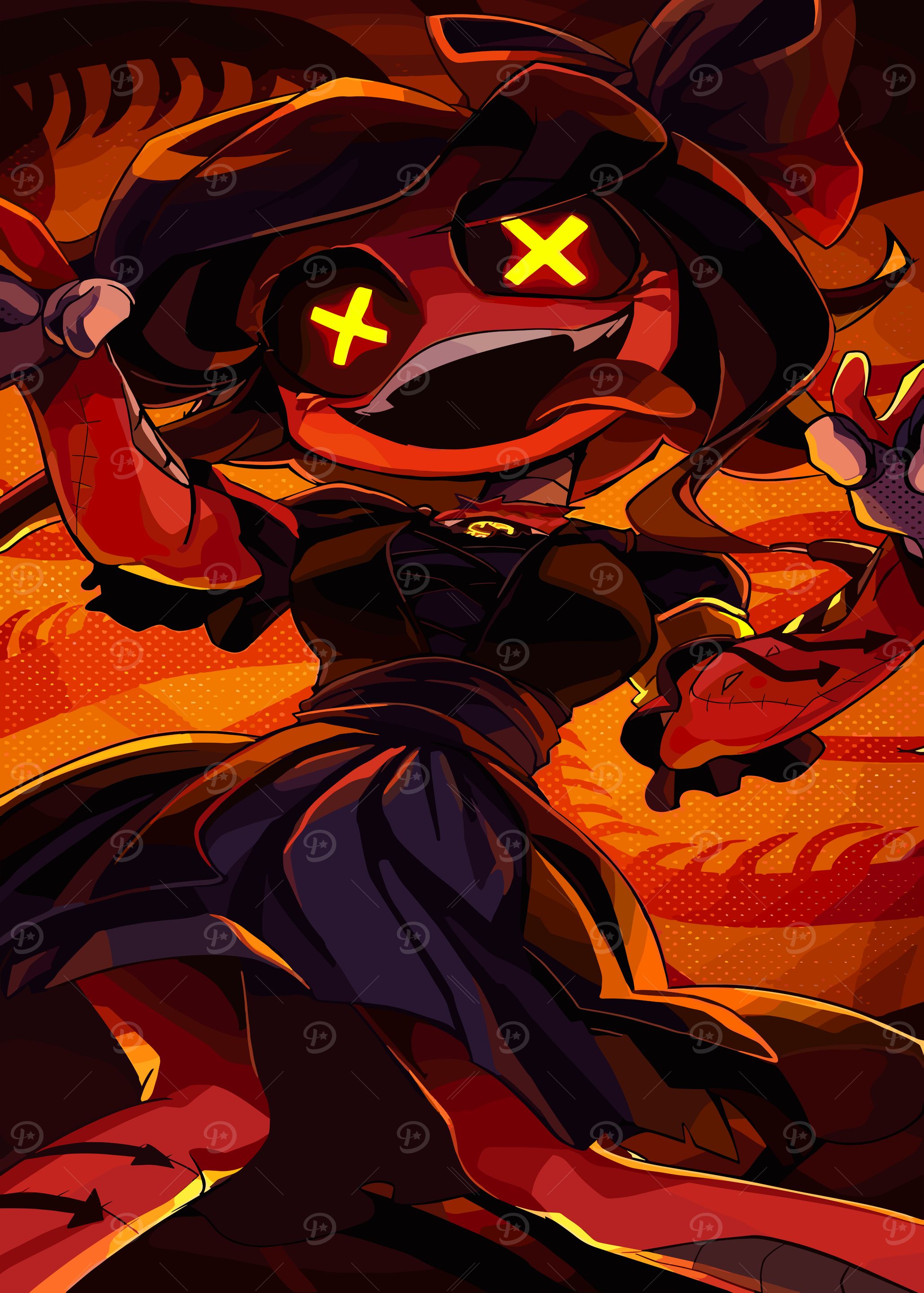 Creepy Cartoon Girl with X Eyes