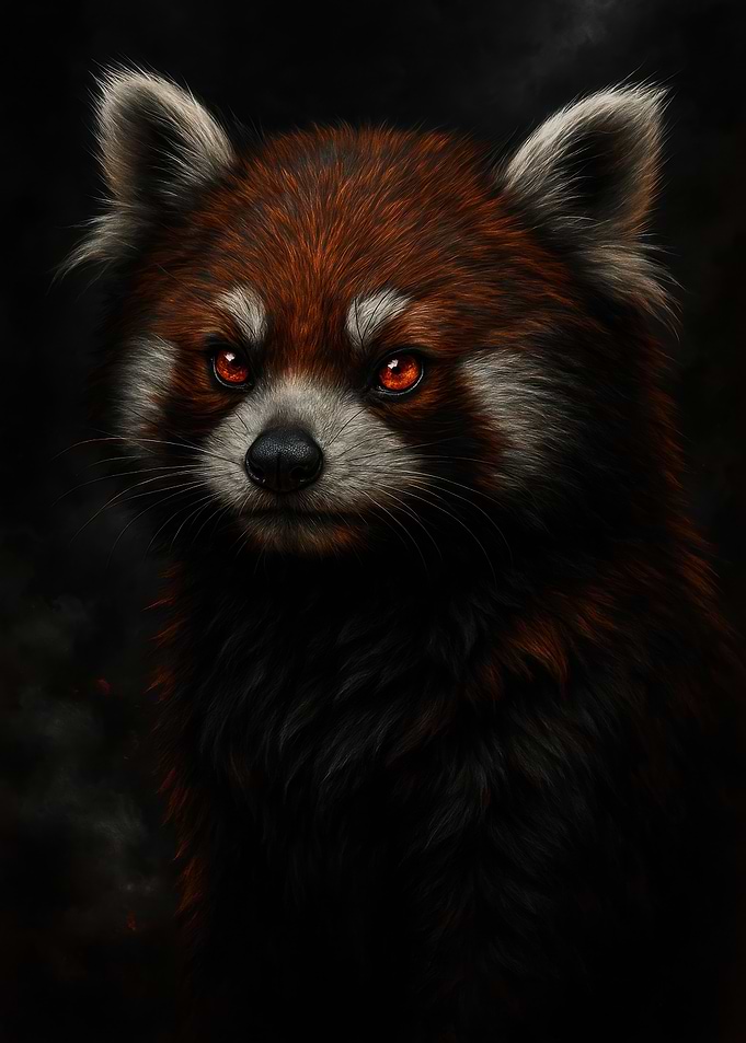 Red Panda Portrait with Glowing Eyes