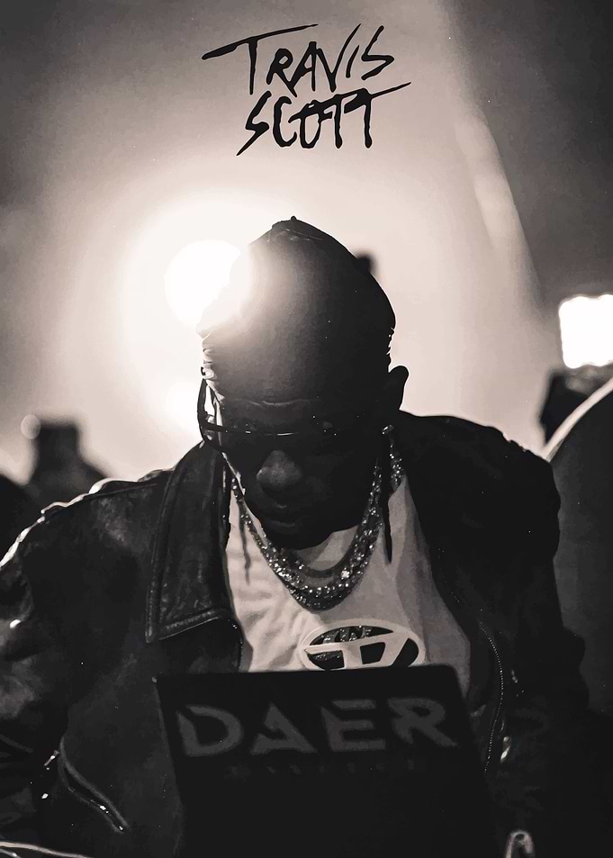 Travis Scott Monochrome Portrait