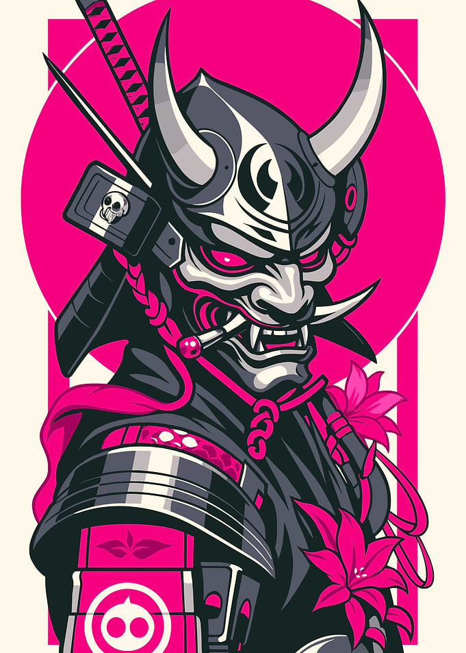 Samurai Warrior with Pink Accents