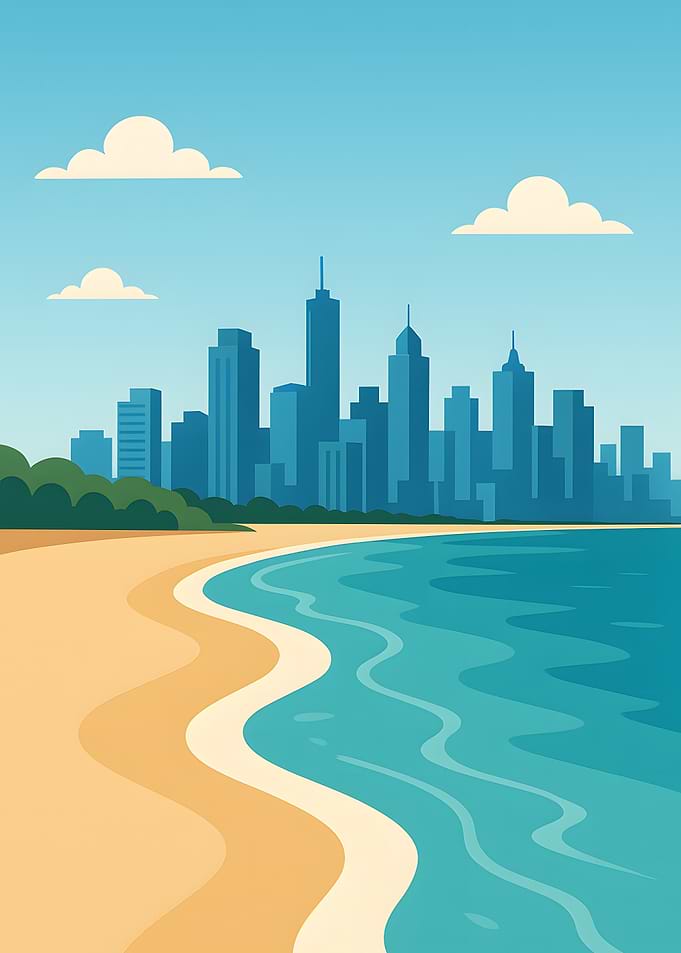 Cityscape Beach Illustration