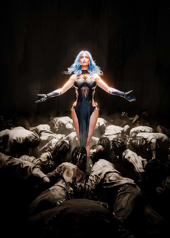 Fantasy Warrior Standing Over Fallen Foes