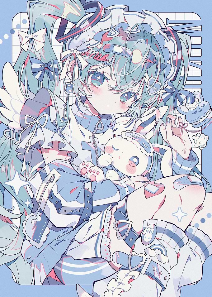 Anime Girl with Bunny Plushie