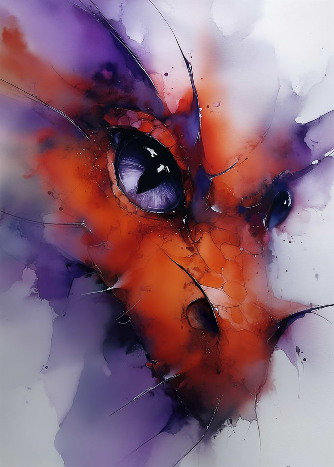 Abstract Dragon Head Watercolor Painting