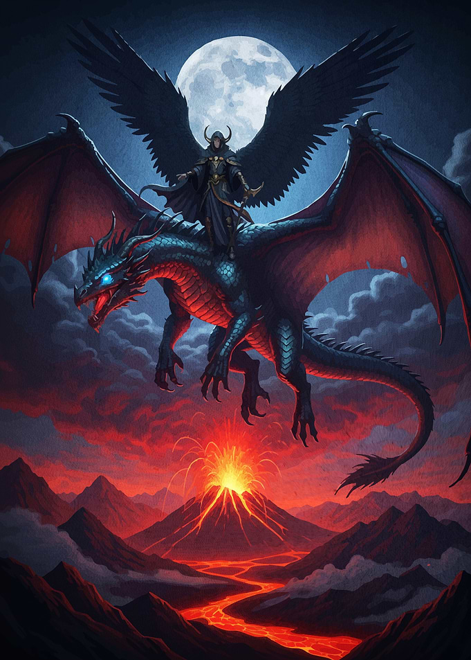 Winged Rider Dragon Volcano