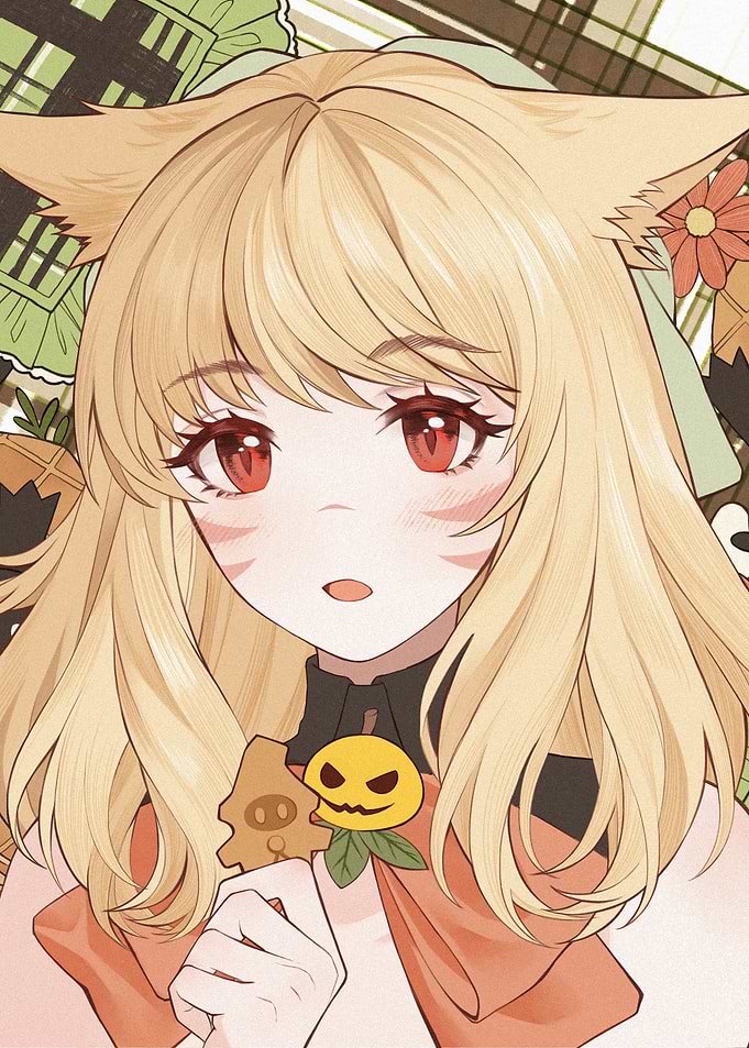 Anime Girl with Fox Ears and Treats