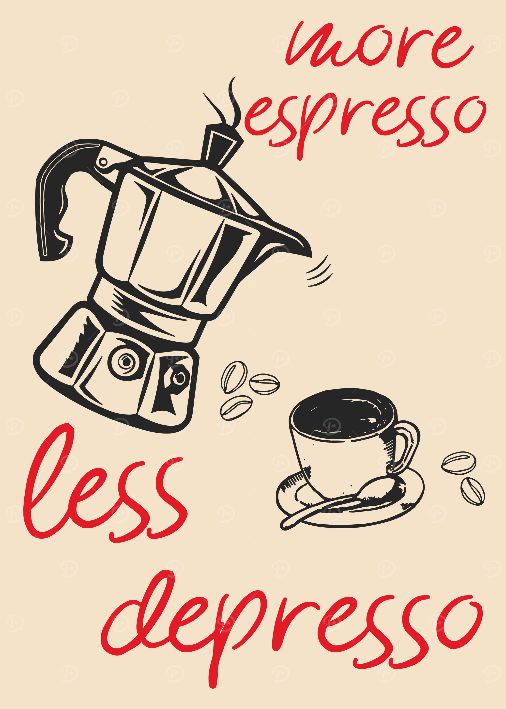 More Espresso Less Depresso Illustration