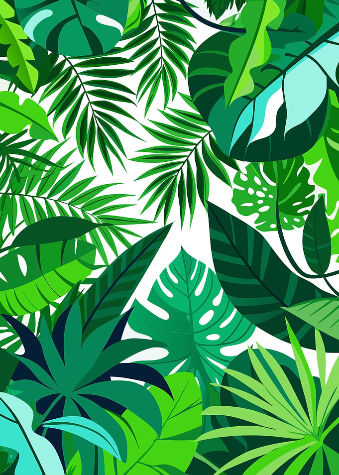 Tropical Green Leaves Pattern