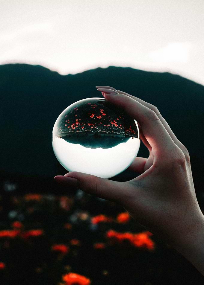 Crystal Ball Landscape Reflection