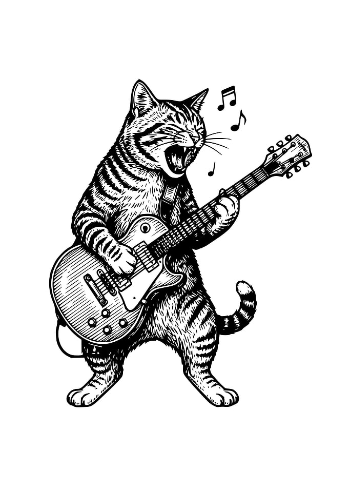 Singing Cat Guitar Art