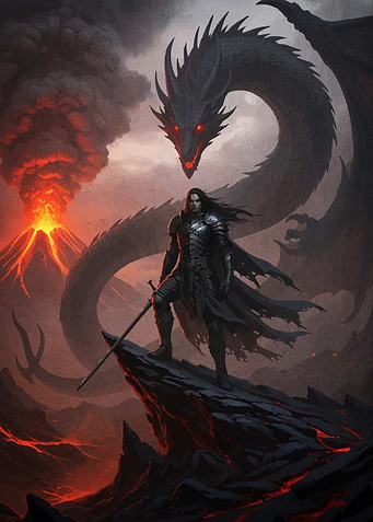Warrior and Dragon Fantasy
