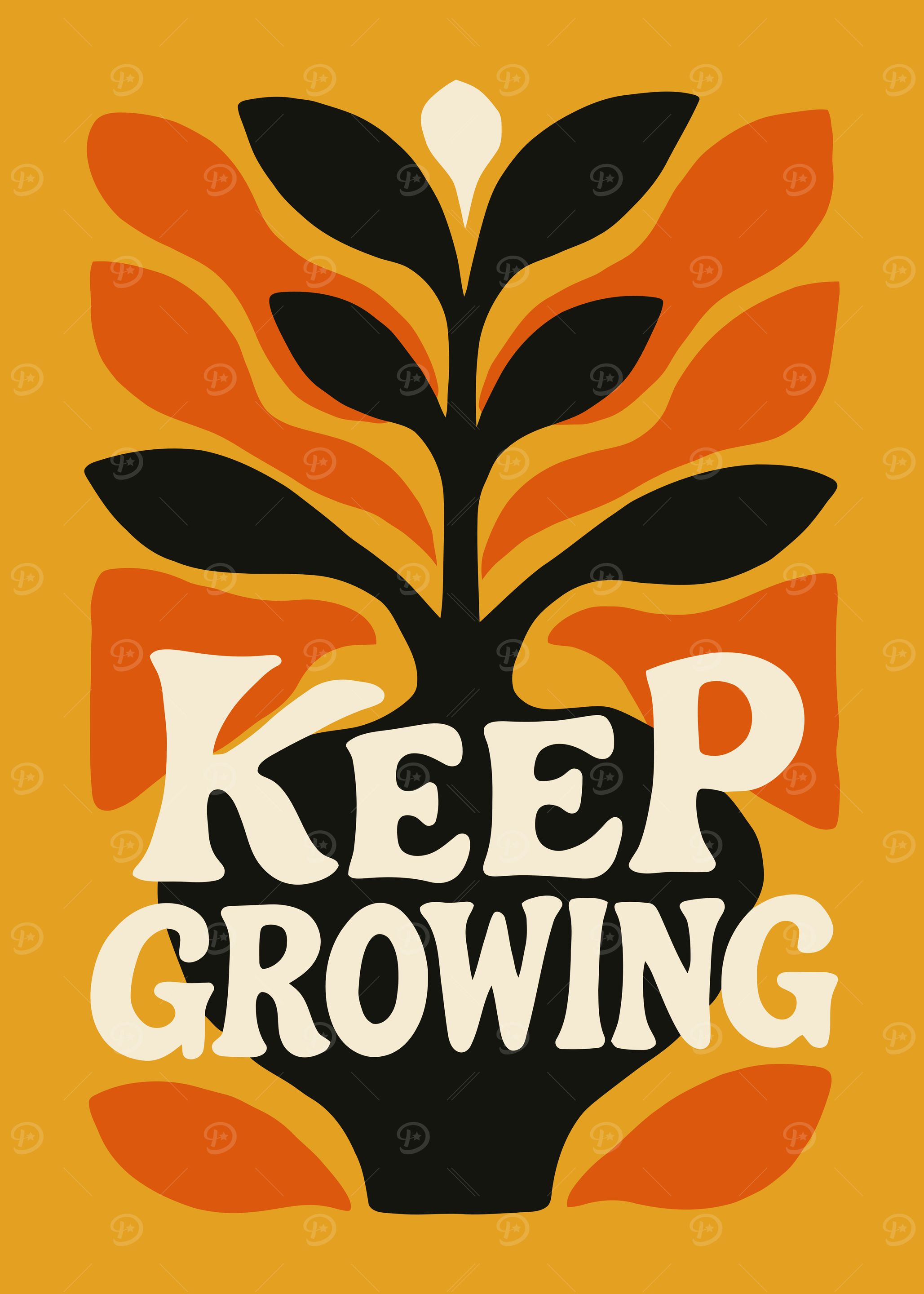 Keep Growing Retro Art Print
