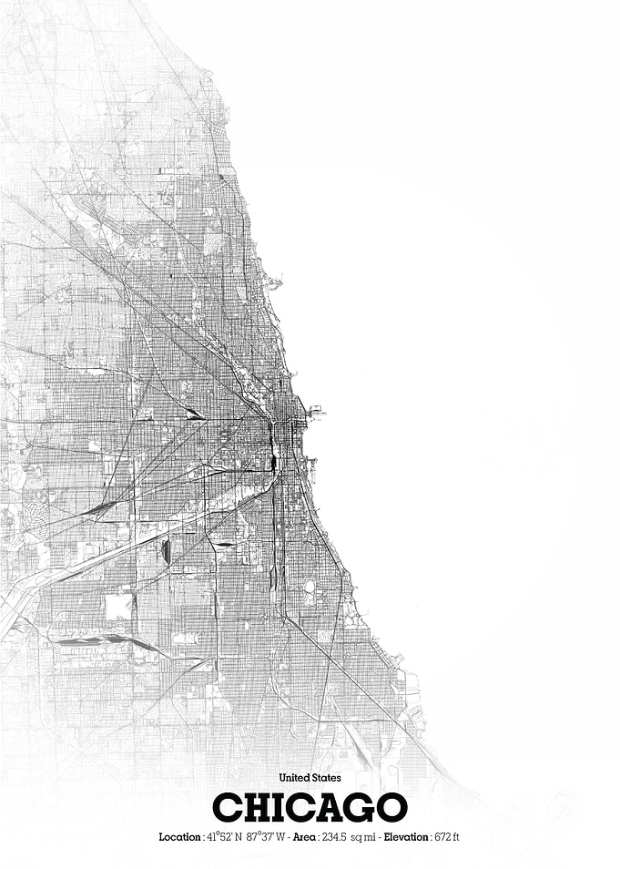Chicago City Map - Black and White