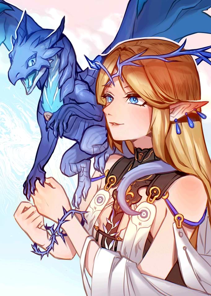 Elf with Blue Dragon Companion