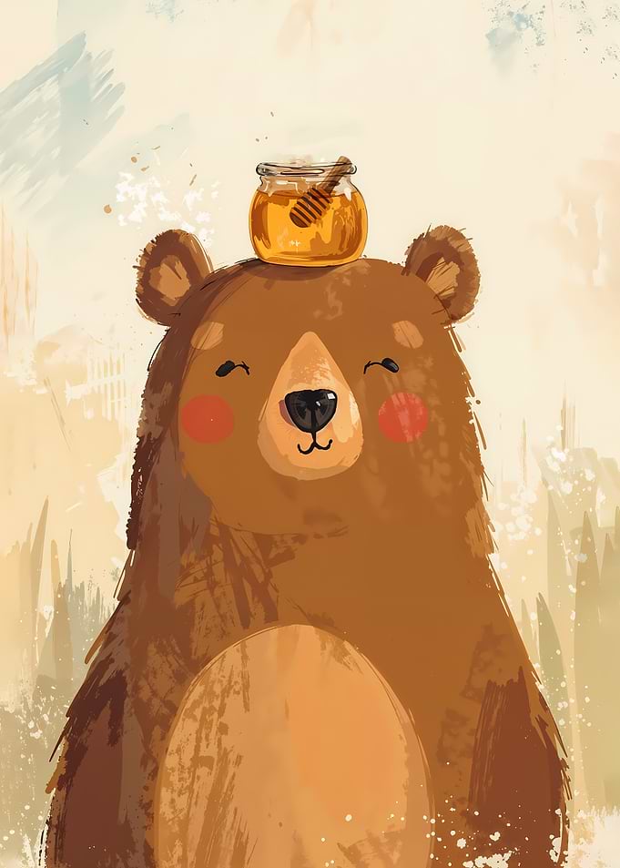 Cute Bear with Honey Jar Illustration