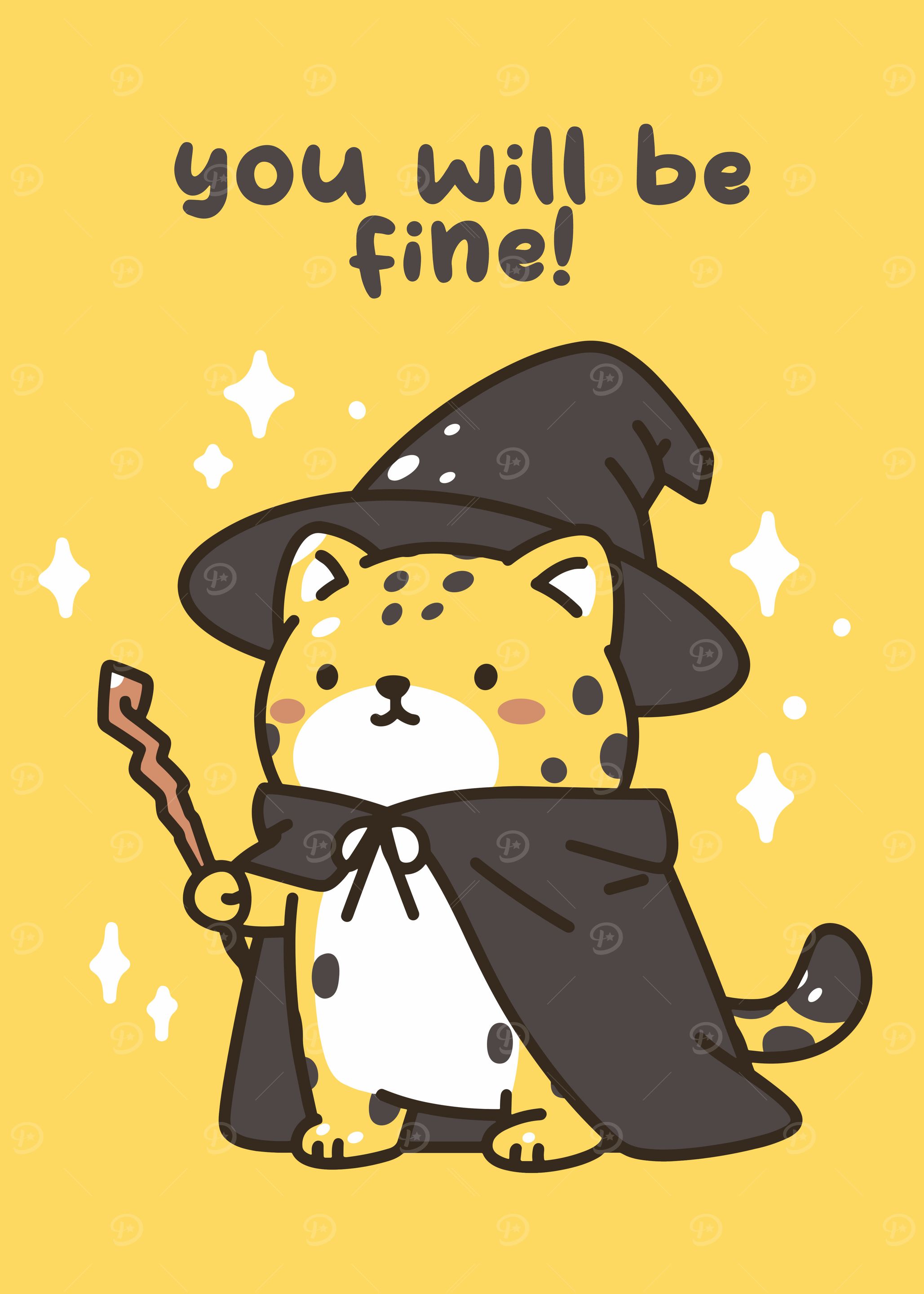 Cute Leopard Witch Cartoon Illustration