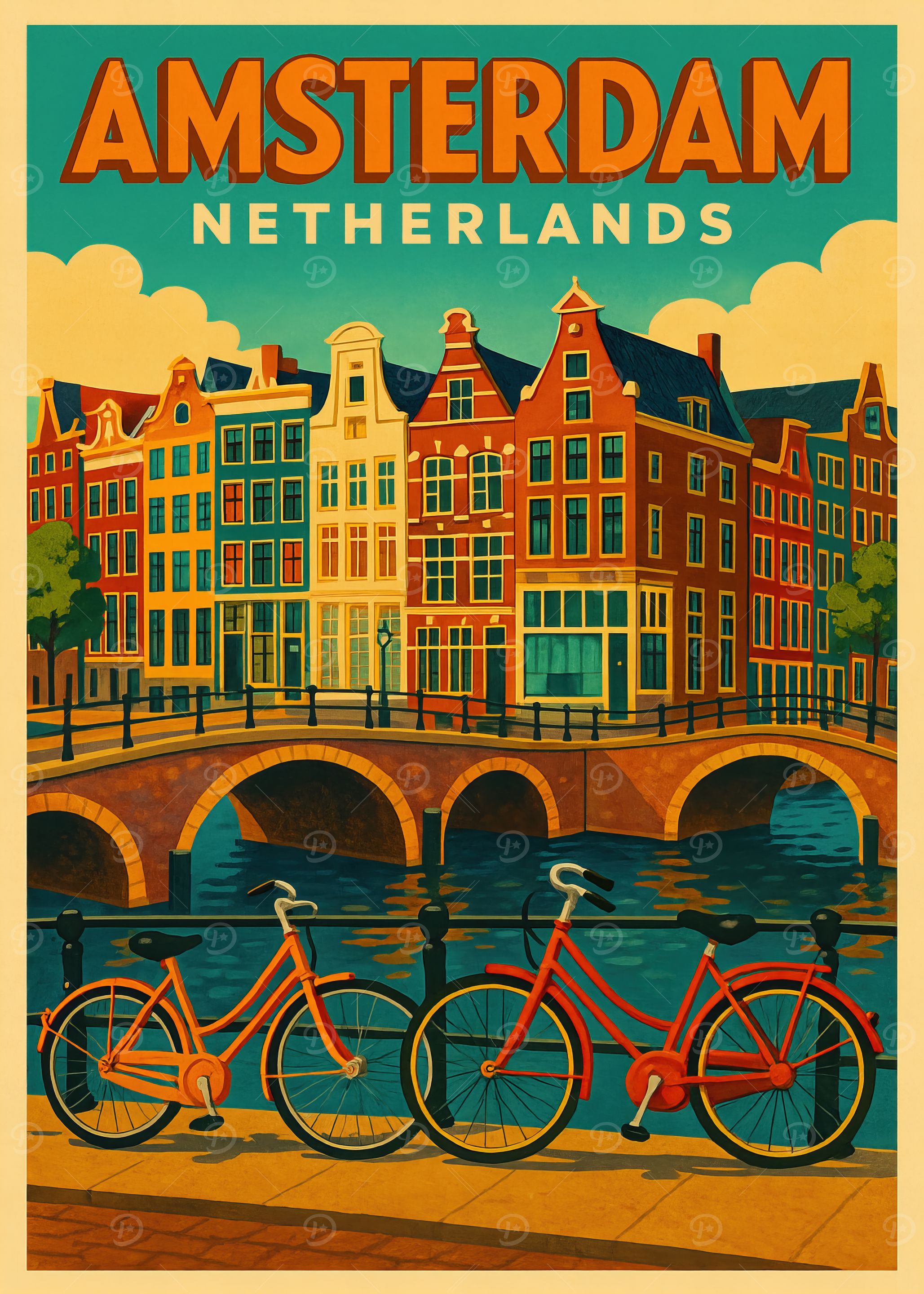 Amsterdam Netherlands Travel Poster