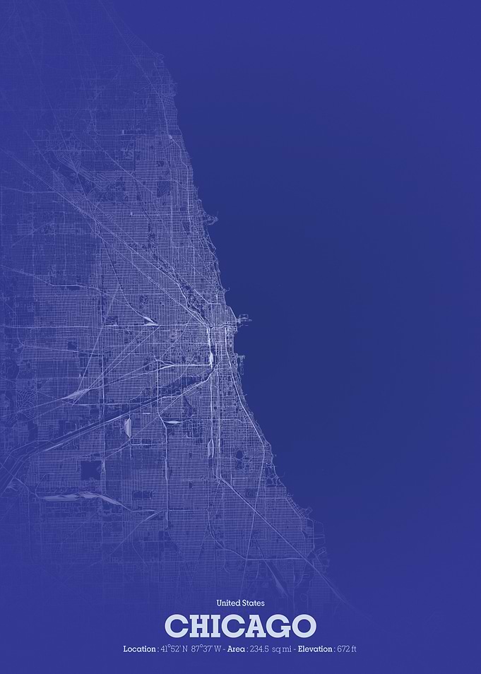Chicago City Map Blueprint