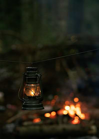 Vintage Lantern by Campfire