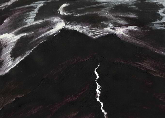 Dark Mountain Landscape with Lightning