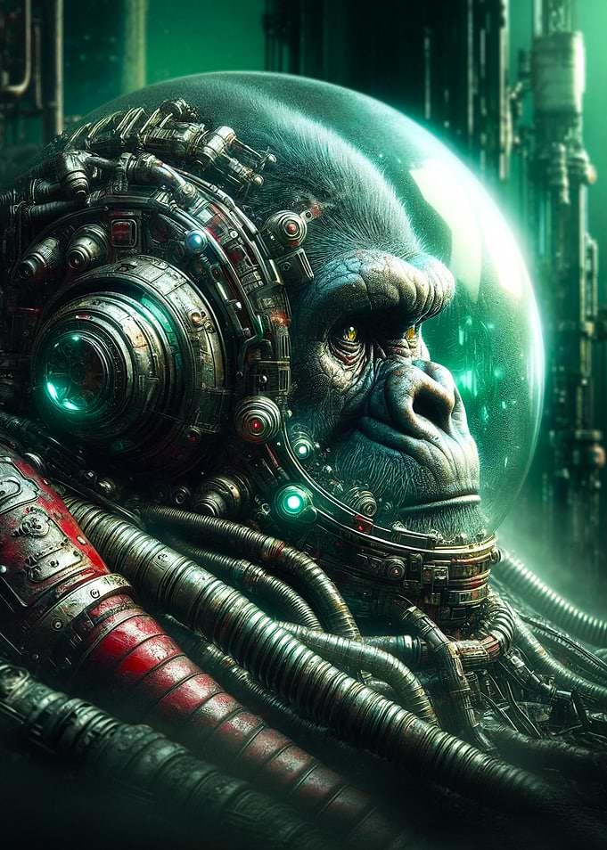 Cyborg Gorilla in Space Helmet