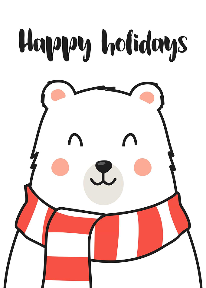 Happy Holidays Polar Bear Illustration