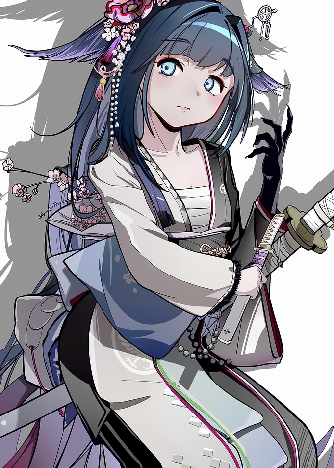 Anime Girl with Sword and Kimono