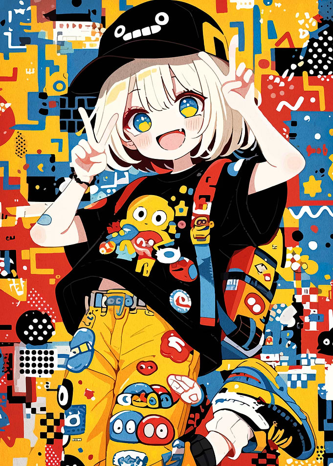 Anime Girl with Colorful Background