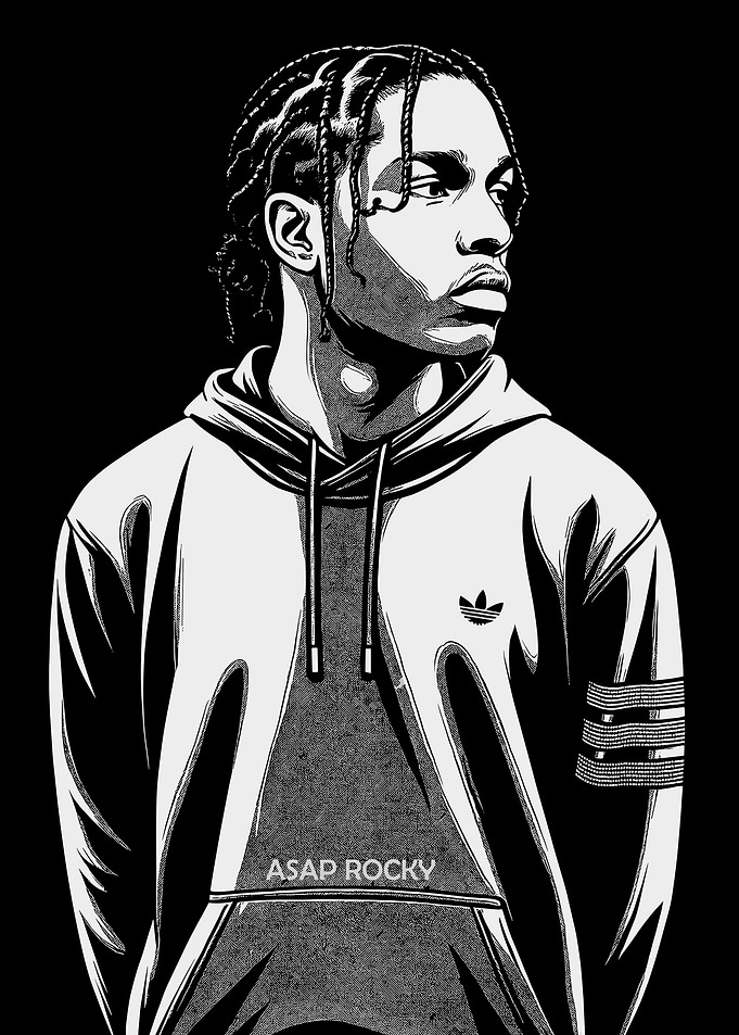 ASAP Rocky Portrait in Black and White