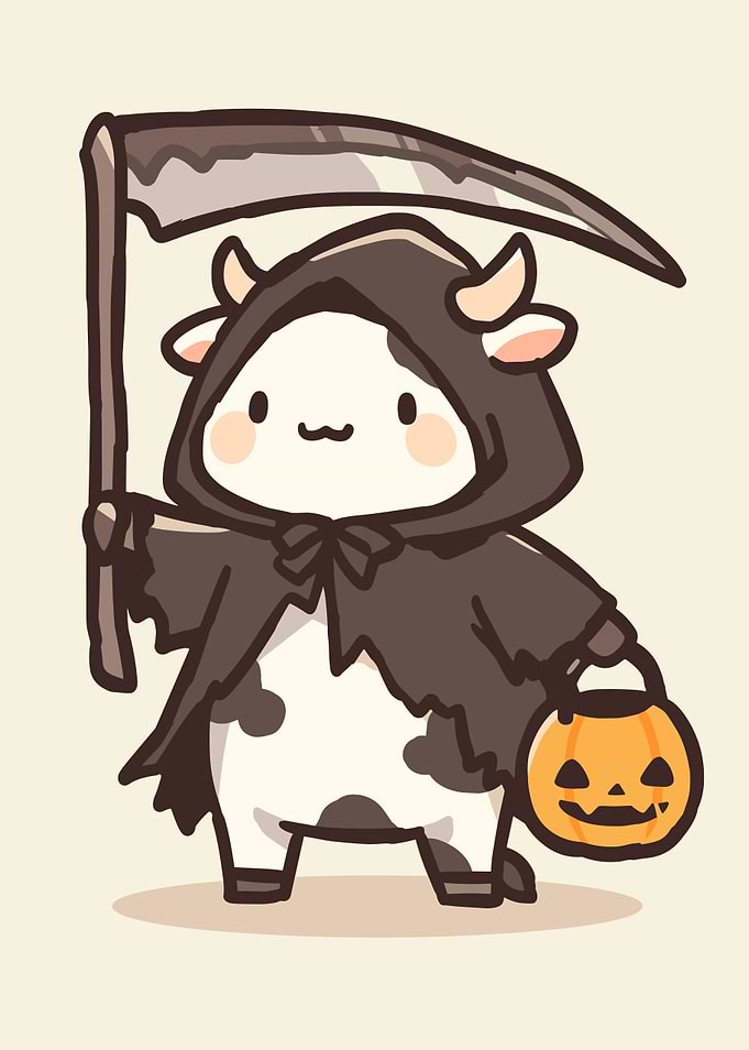 Cute Cow Grim Reaper Halloween Costume