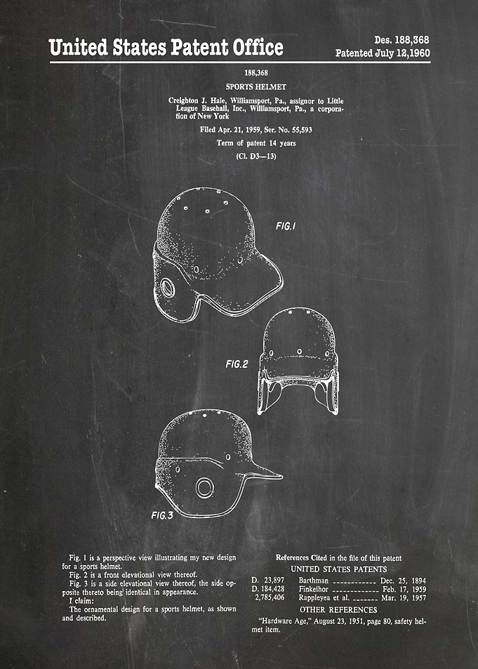 Sports Helmet Patent Drawing