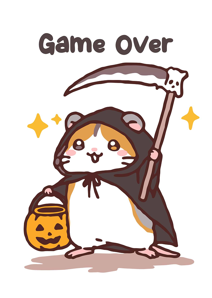 Hamster Grim Reaper Halloween Cartoon