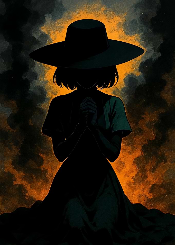 Silhouette of Woman with Hat